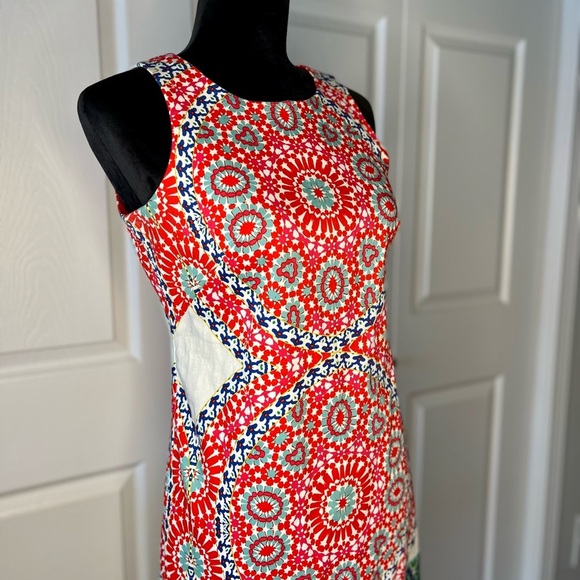 London Times Multi Colored Sheath Mini Dress Halter Neckline, Size 4 - Picture 4 of 15